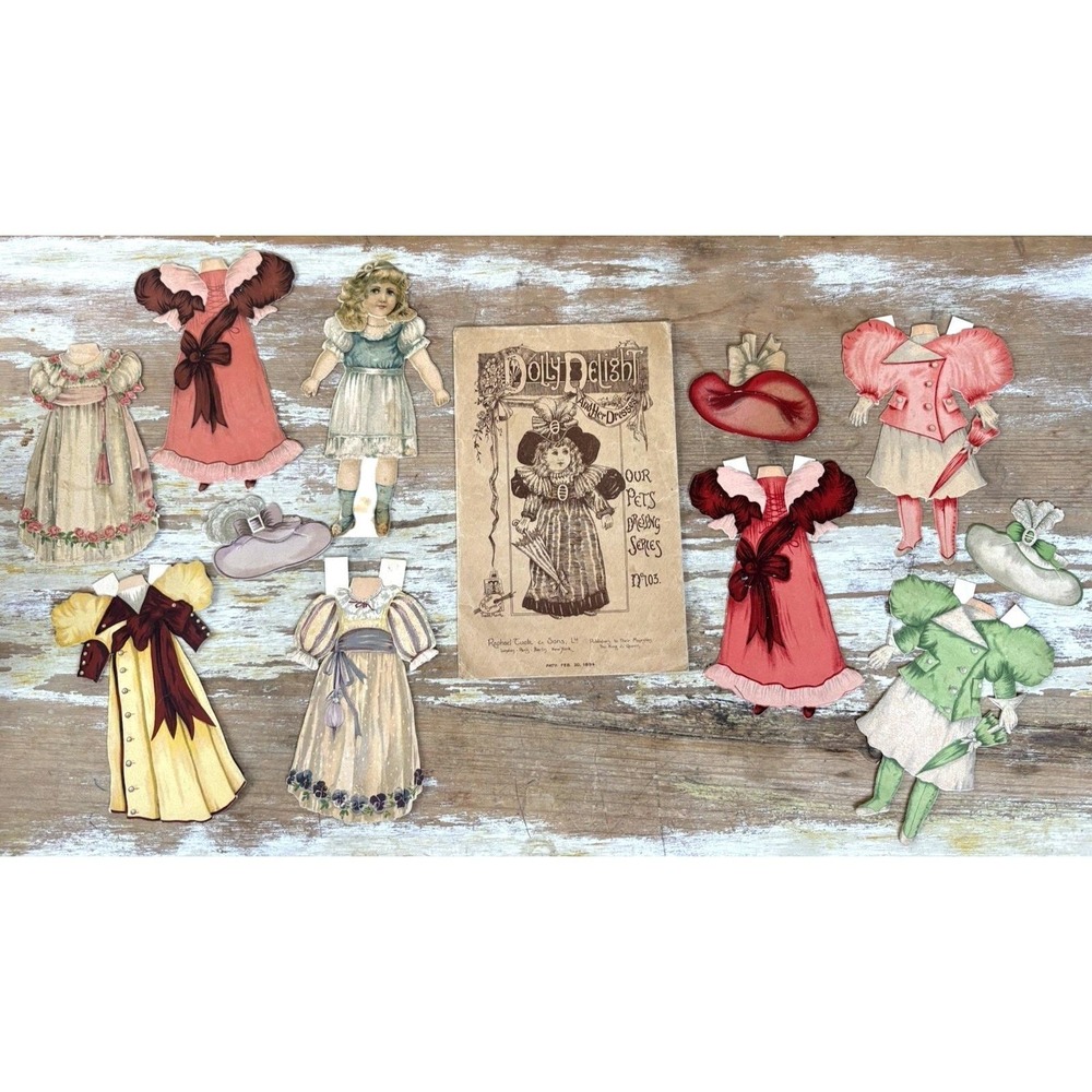 Antique paper dolls Tuck's Dolly Delight & Her Dresses Our Pets series 103 1894